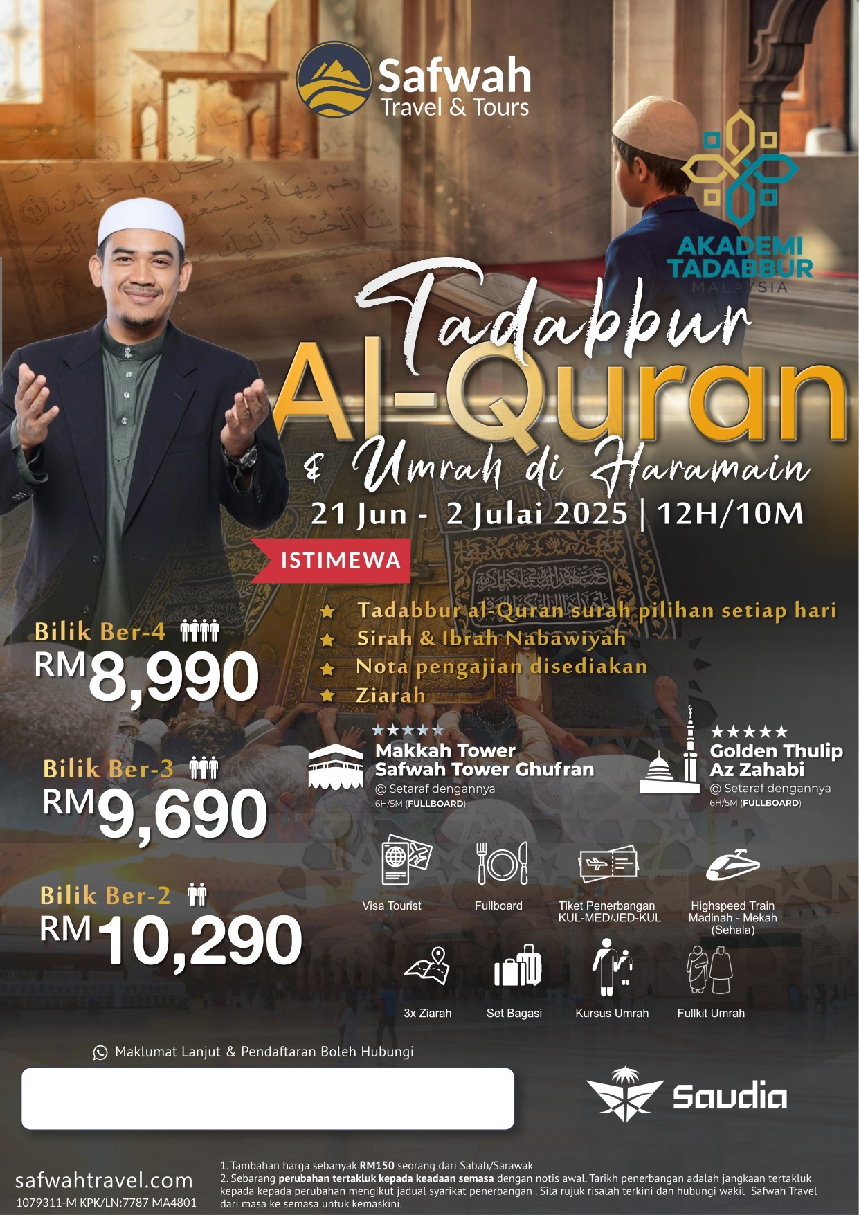 (21 Jun – 2 Julai 2025) Pakej – Tadabbur Al-Quran & Umrah di Haramain